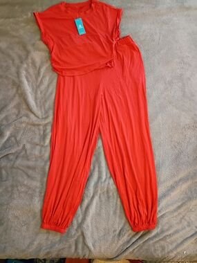 Cupshe Red Track Jogger Set